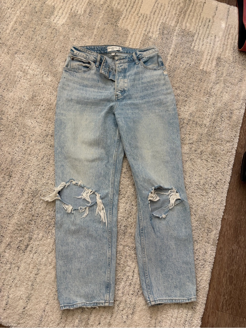 Abercrombie & Fitch Light Blue Distressed Boyfriend Jeans